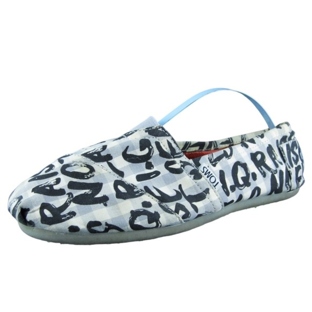 TOMS Raise IQ Level Women Flat Shoes Gray Fabric Slip On Size 6.5 Medium
